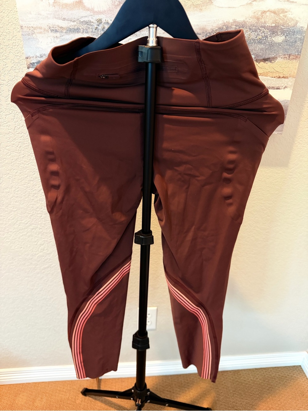 lululemon athletica Brown Leggings with Pink Stripes